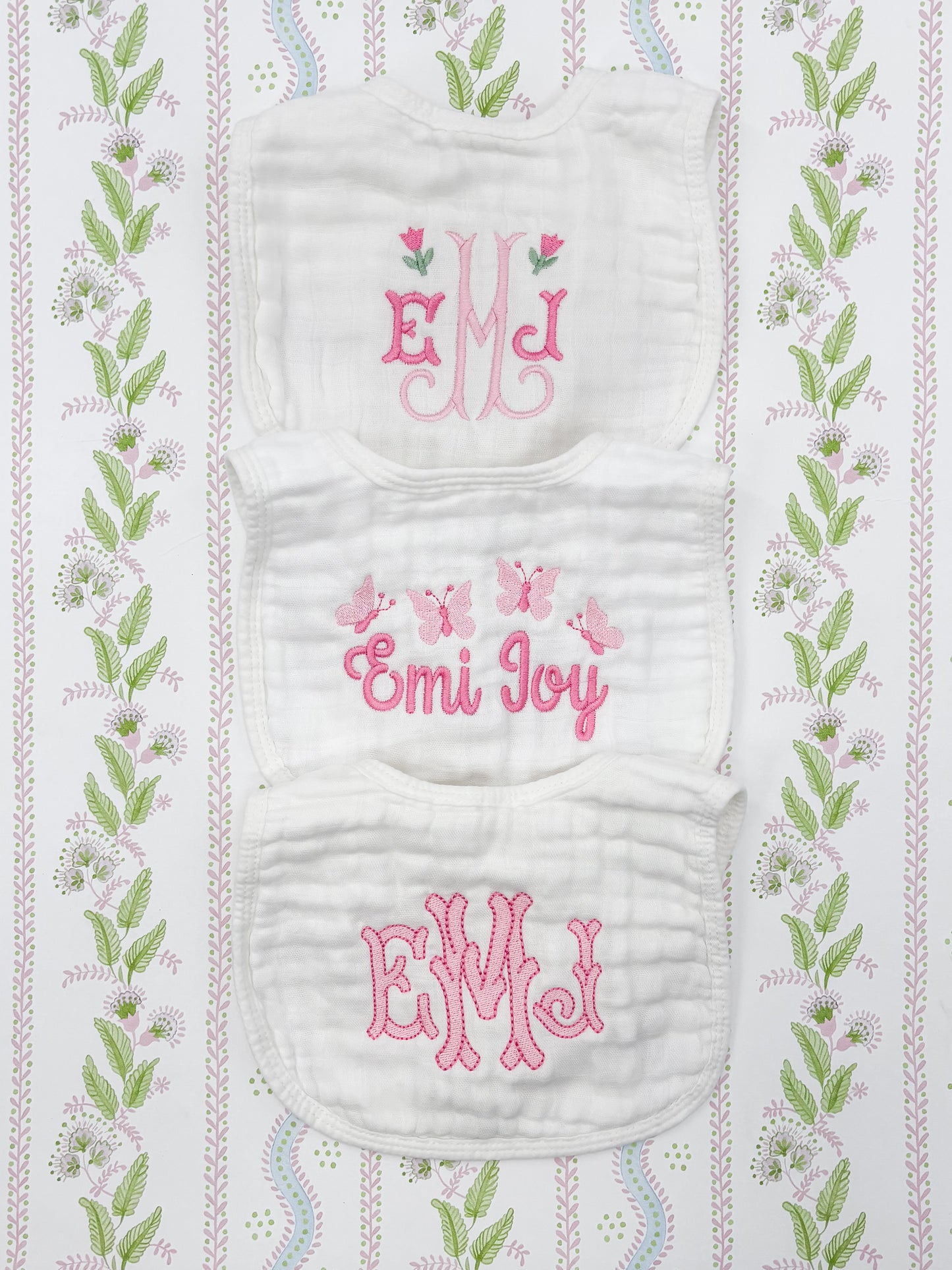Pink Lover Baby Girl Muslin Burp Cloth and Bib Set