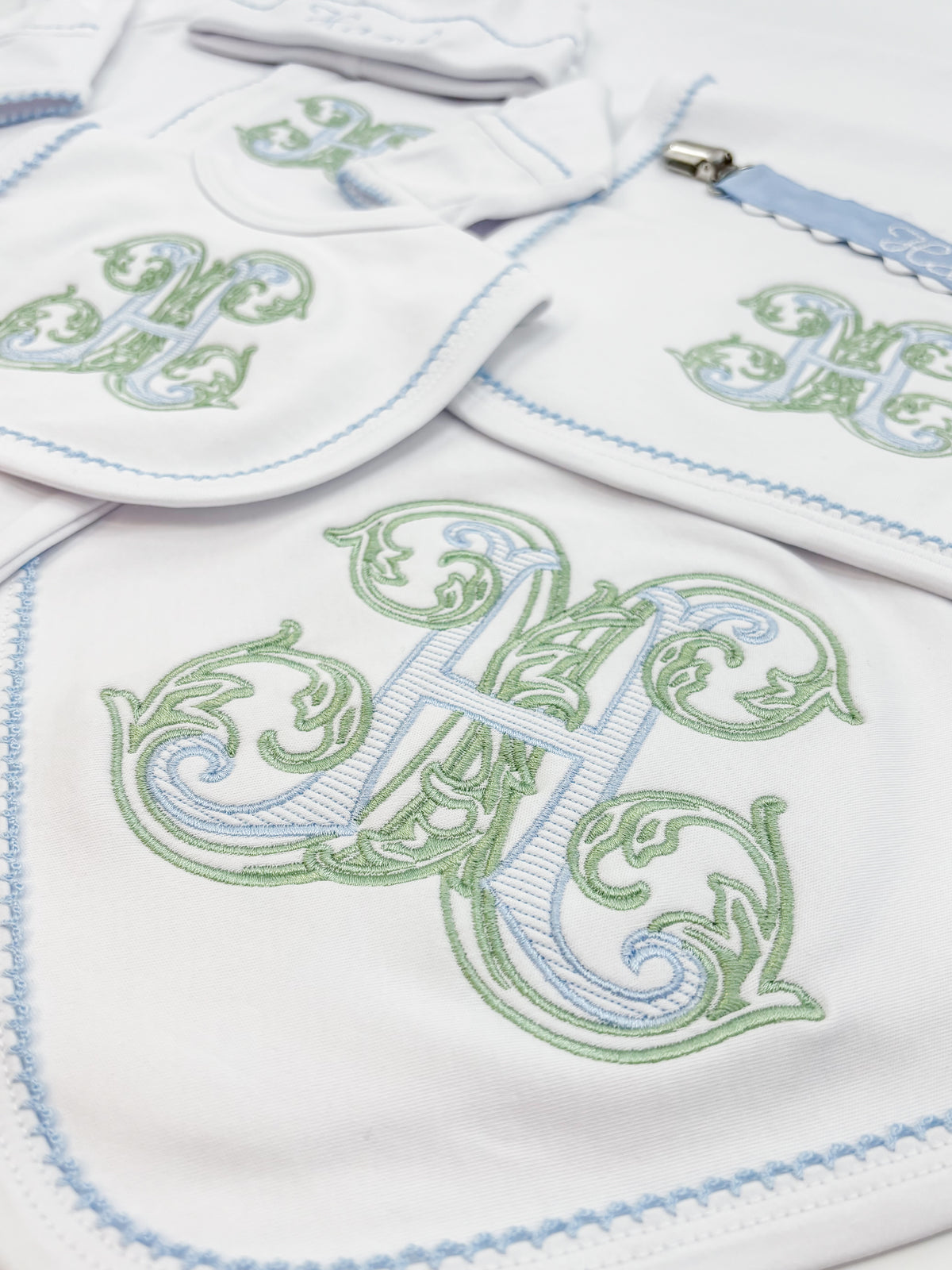 Vine Crest Monogram Newborn Boy Coming Home Outfit Bundle