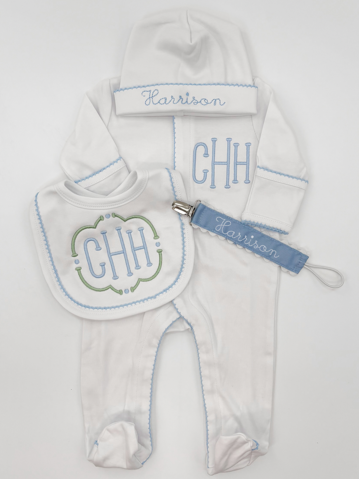 Court Monogram Newborn Boy Coming Home Outfit Bundle