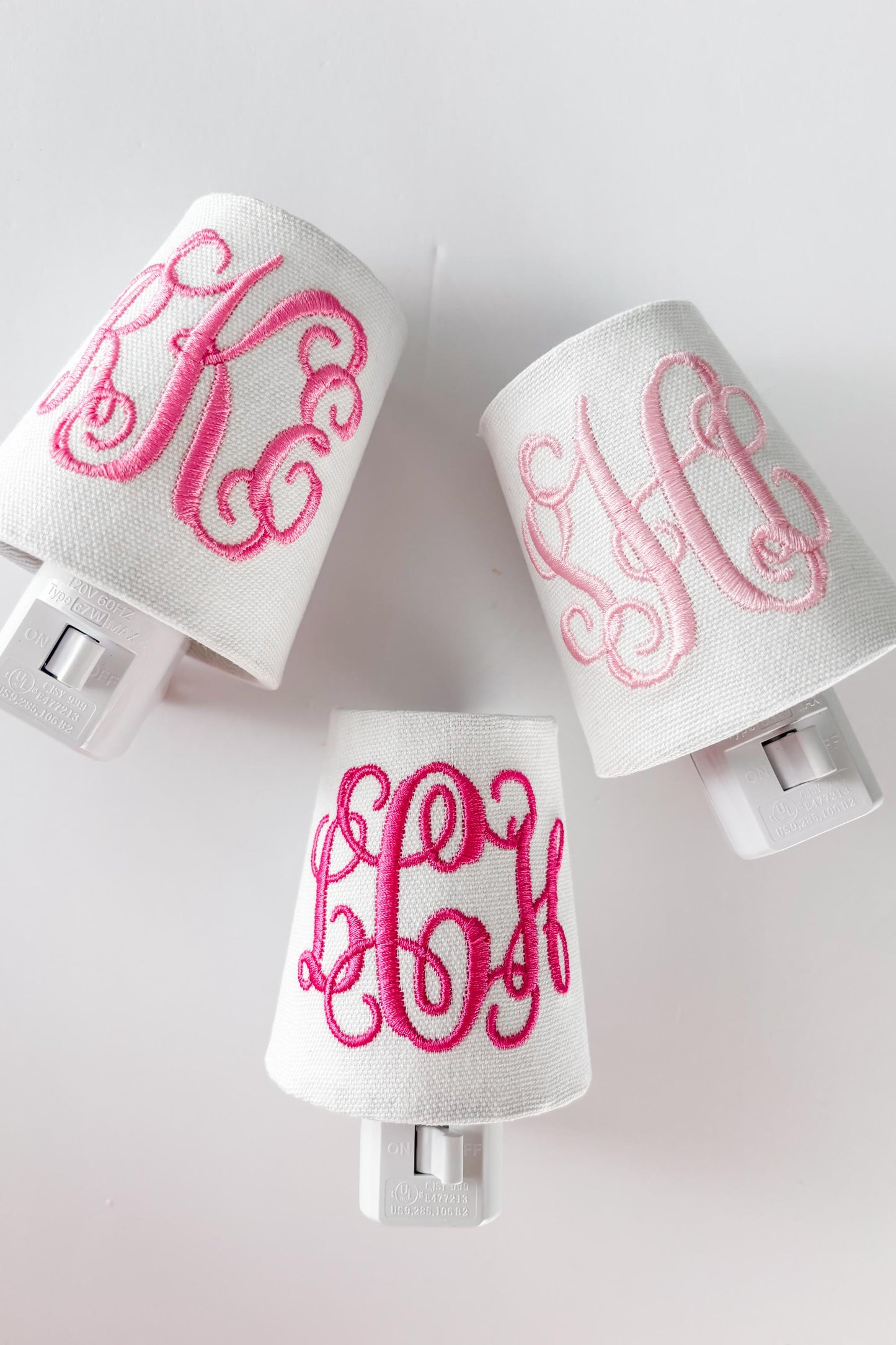 Custom Embroidered Monogram Night Light: Nursery, Little Girl's Room Decor