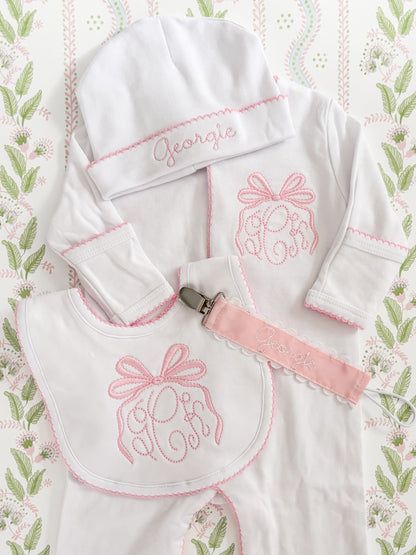 Custom Newborn Girl Coming Home Outfit Bundle