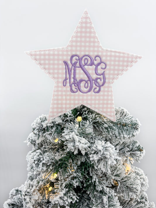 Pink Gingham Star Christmas Tree Topper