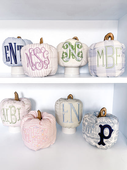 Custom Monogram Fabric Pumpkin