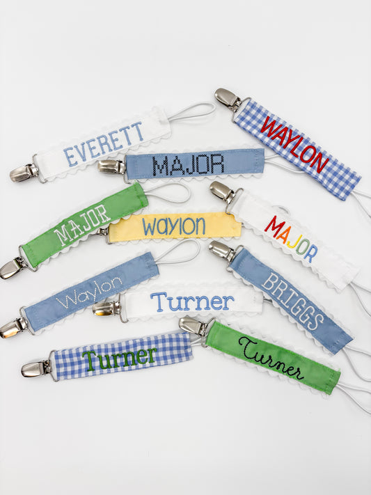 Baby Boy Custom Embroidered Pacifier Clip
