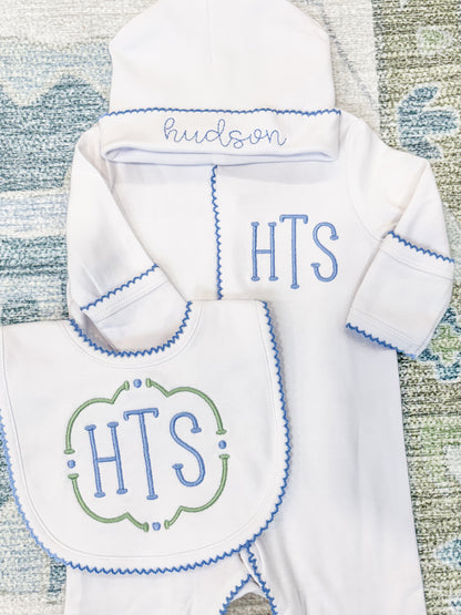 Court Monogram Newborn Boy Coming Home Outfit Bundle