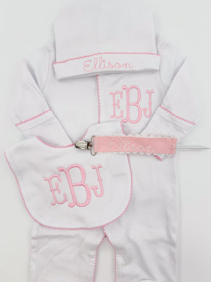 Custom Newborn Girl Coming Home Outfit Bundle
