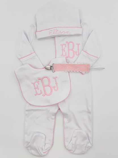Classic Newborn Girl Coming Home Outfit Bundle