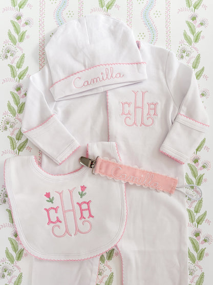 Custom Newborn Girl Coming Home Outfit Bundle