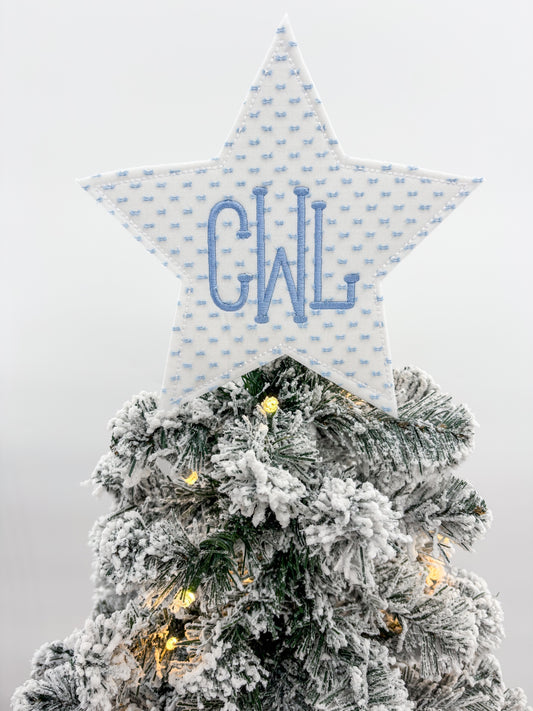Blue Bitty Dot Star Christmas Tree Topper