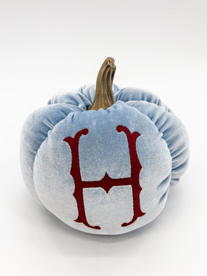 Blue Velvet Monogram Fabric Pumpkin
