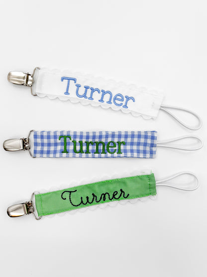Baby Boy Custom Embroidered Pacifier Clip