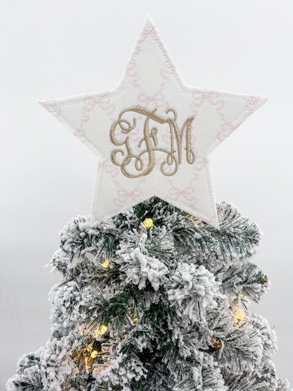Blush Bow Trellis Star Christmas Tree Topper