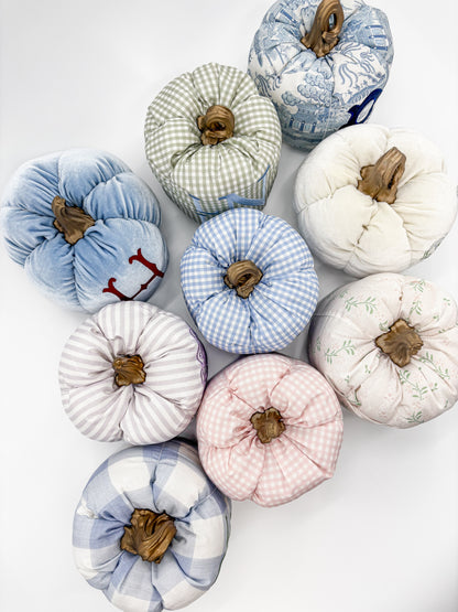 Blue Velvet Monogram Fabric Pumpkin