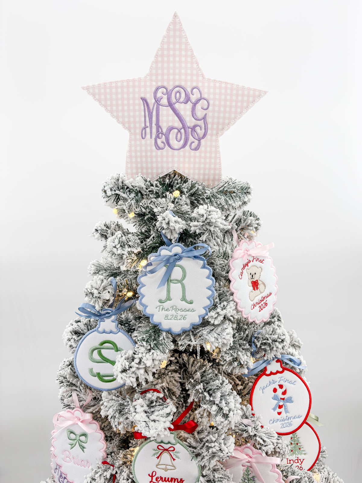 Pink Gingham Star Christmas Tree Topper