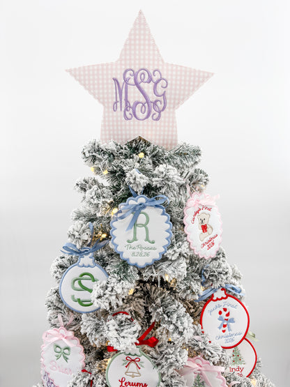 Pink Gingham Star Christmas Tree Topper