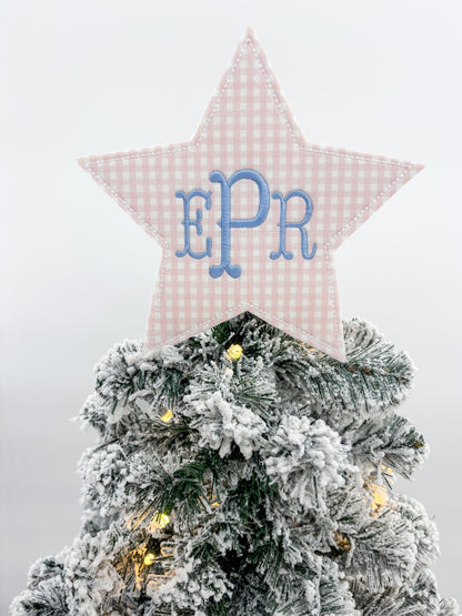 Pink Gingham Star Christmas Tree Topper