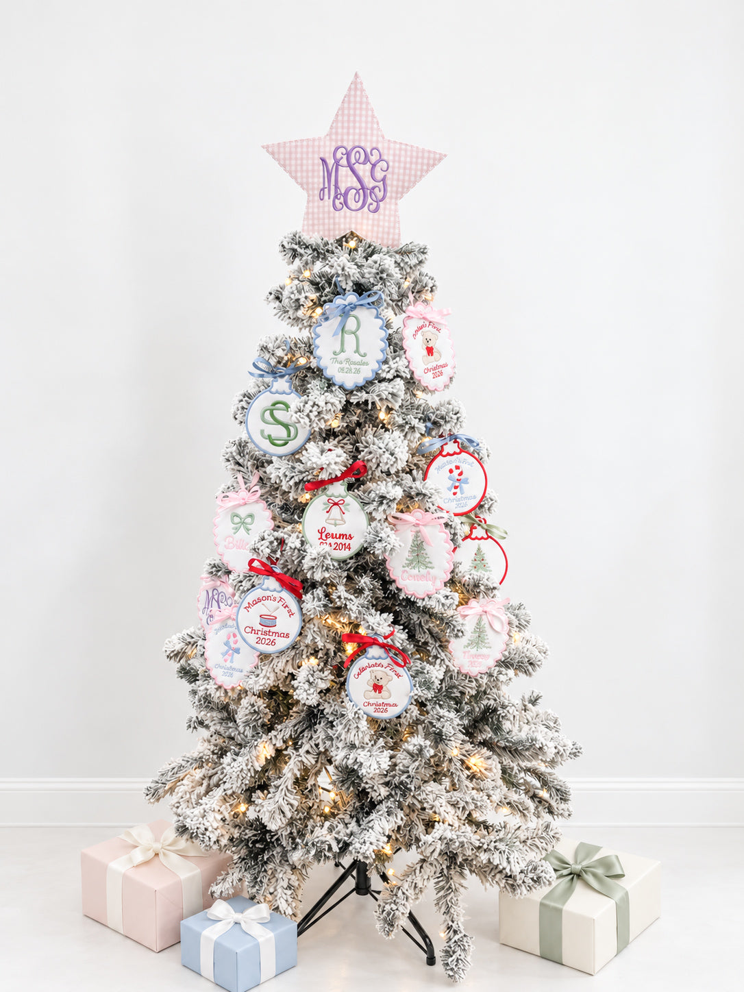 Blush Bow Trellis Star Christmas Tree Topper