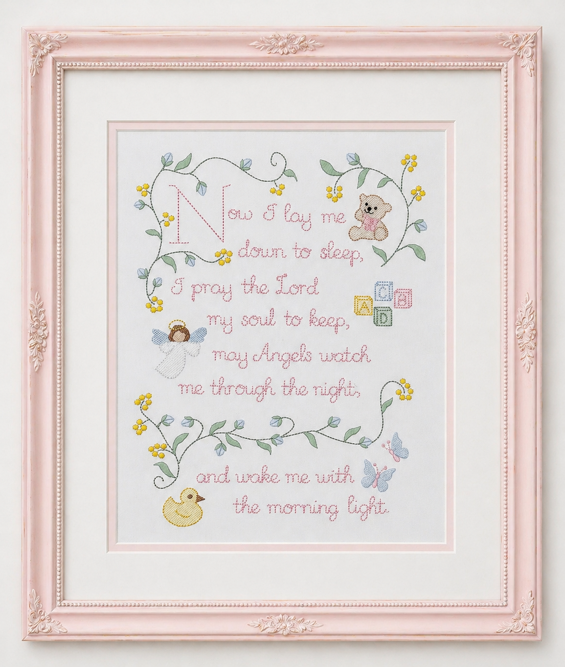 Baby Girl “Now I Lay Me Down to Sleep” Prayer Wall Art
