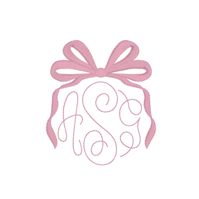 Monogram with a pink bow on a white background