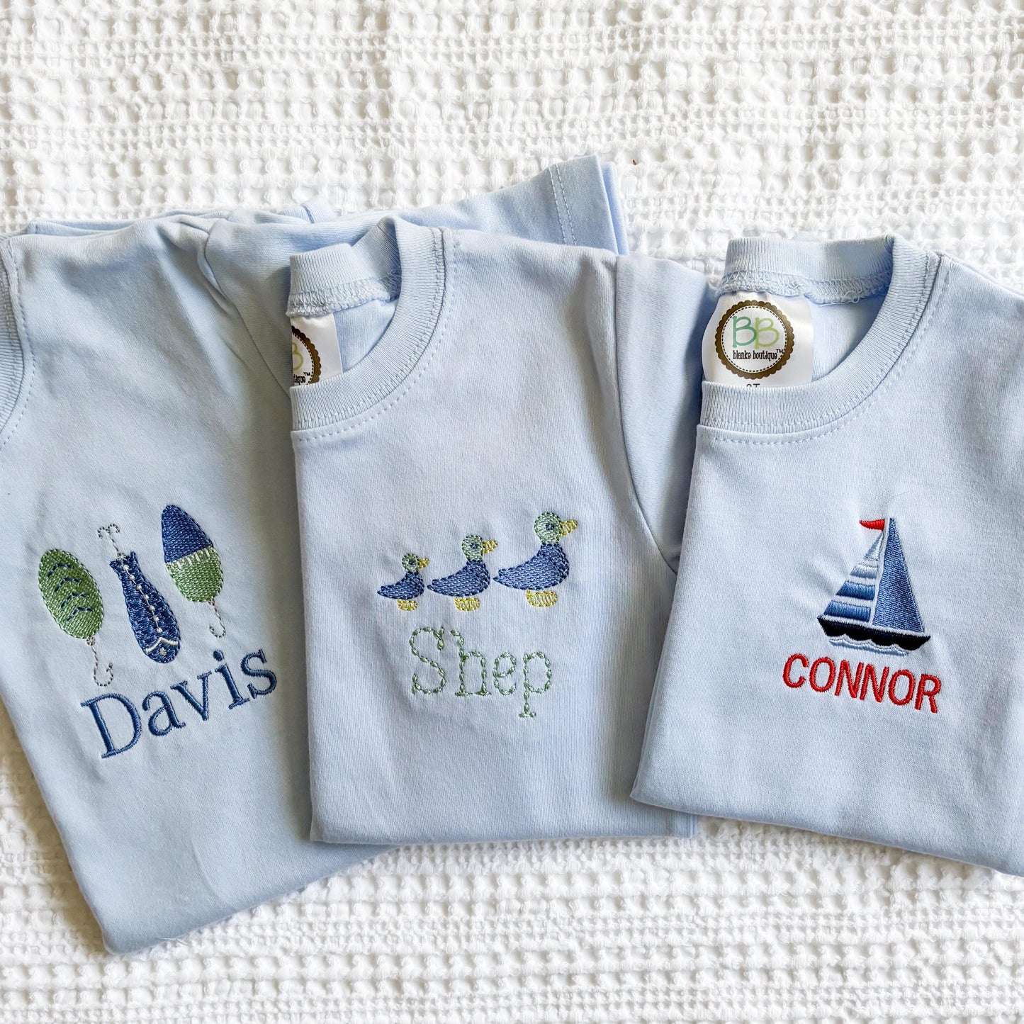 Custom Embroidered Boy's T-Shirt: Train, Dinosaur, Sports Monogram