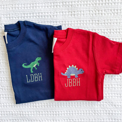 Custom Embroidered Boy's T-Shirt: Train, Dinosaur, Sports Monogram