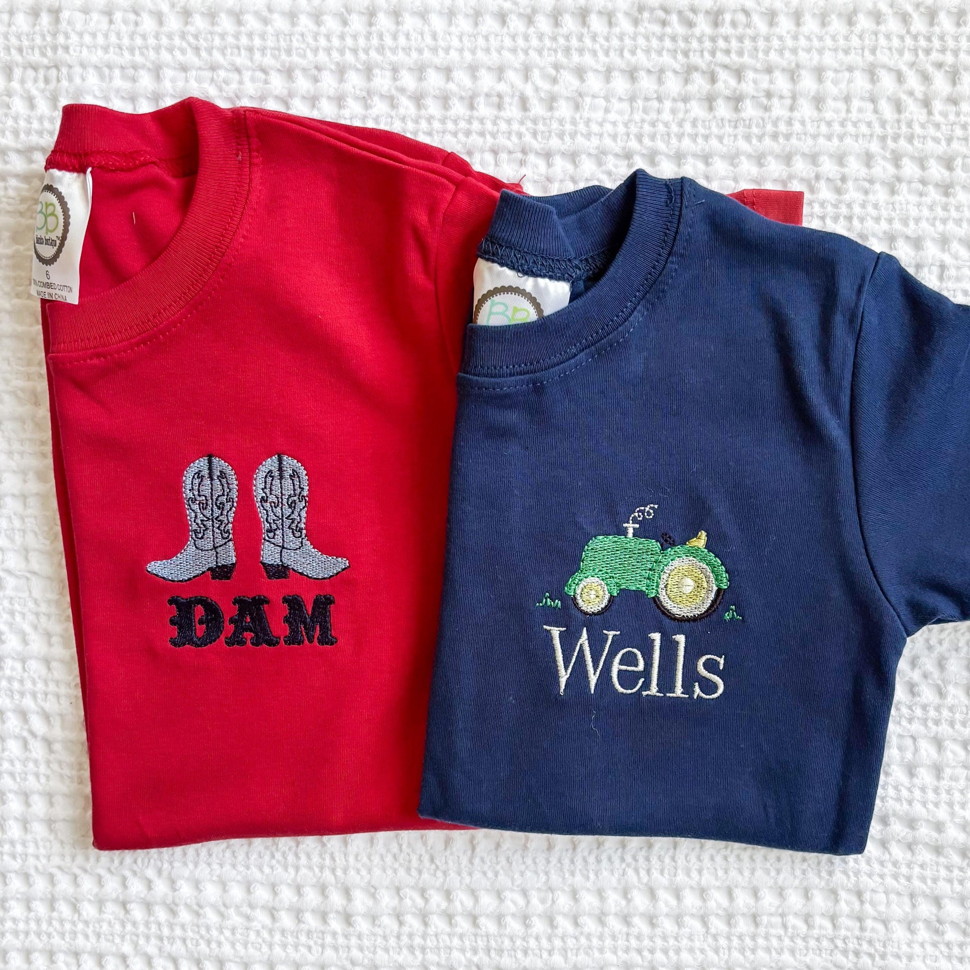Custom Embroidered Boy's T-Shirt: Train, Dinosaur, Sports Monogram