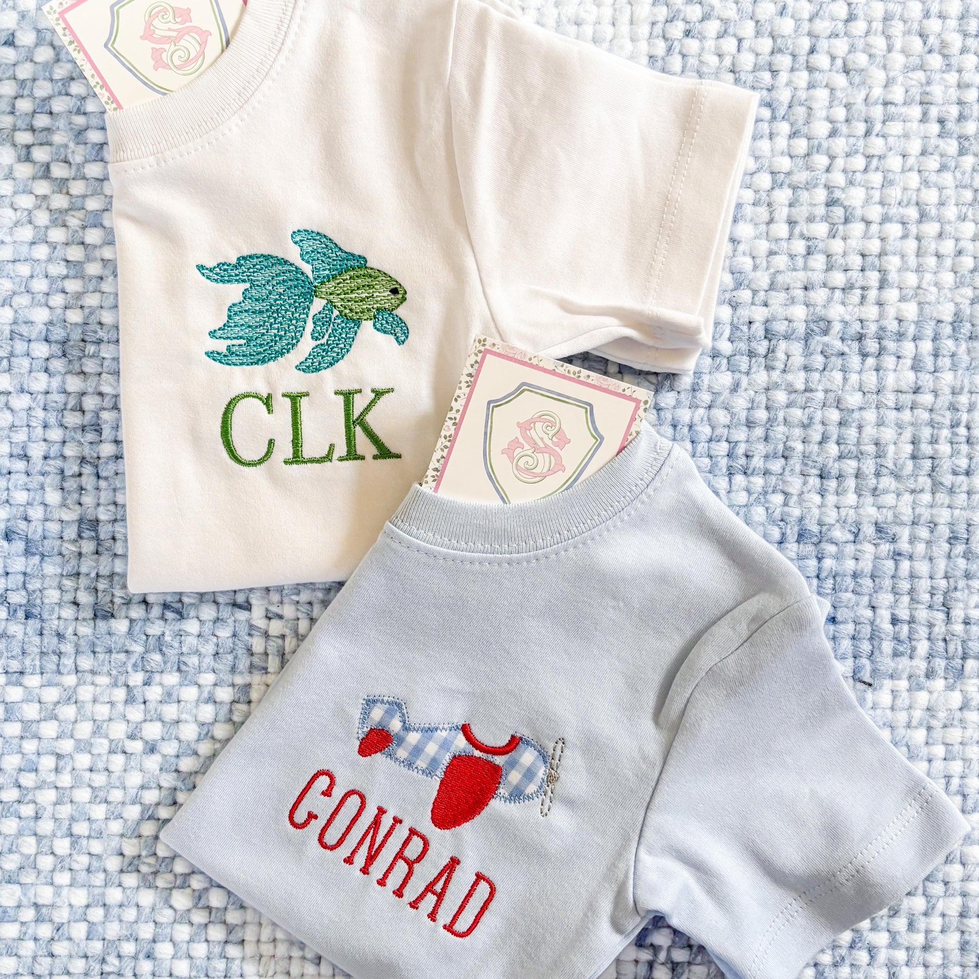 Custom Embroidered Boy's T-Shirt: Train, Dinosaur, Sports Monogram