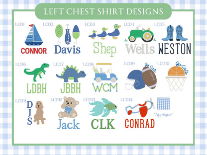 Custom Embroidered Boy's T-Shirt: Train, Dinosaur, Sports Monogram