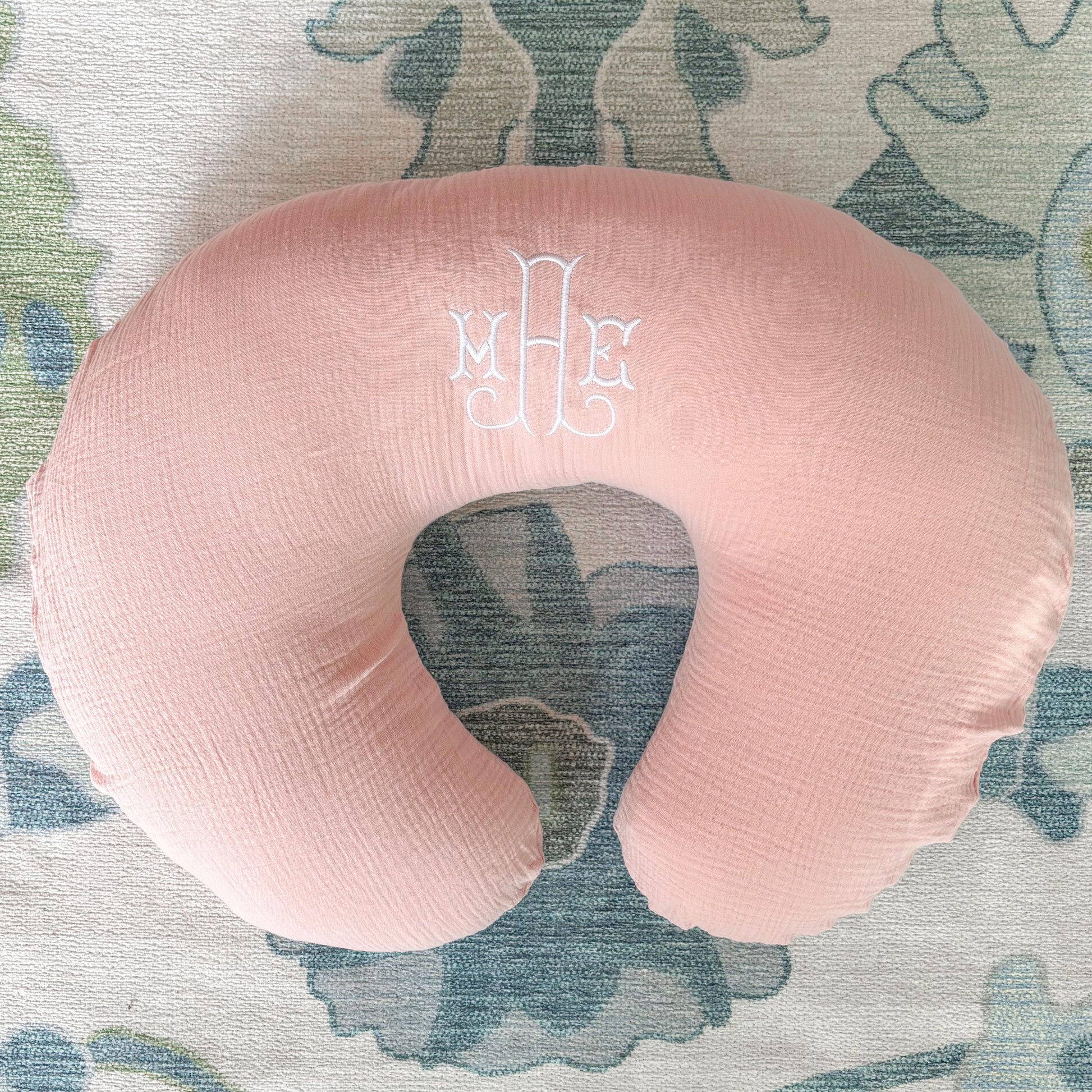 Custom Embroidered Nursing Pillow Cover for Baby Girl or Boy | Baby Shower Gift | Monogram Personalization