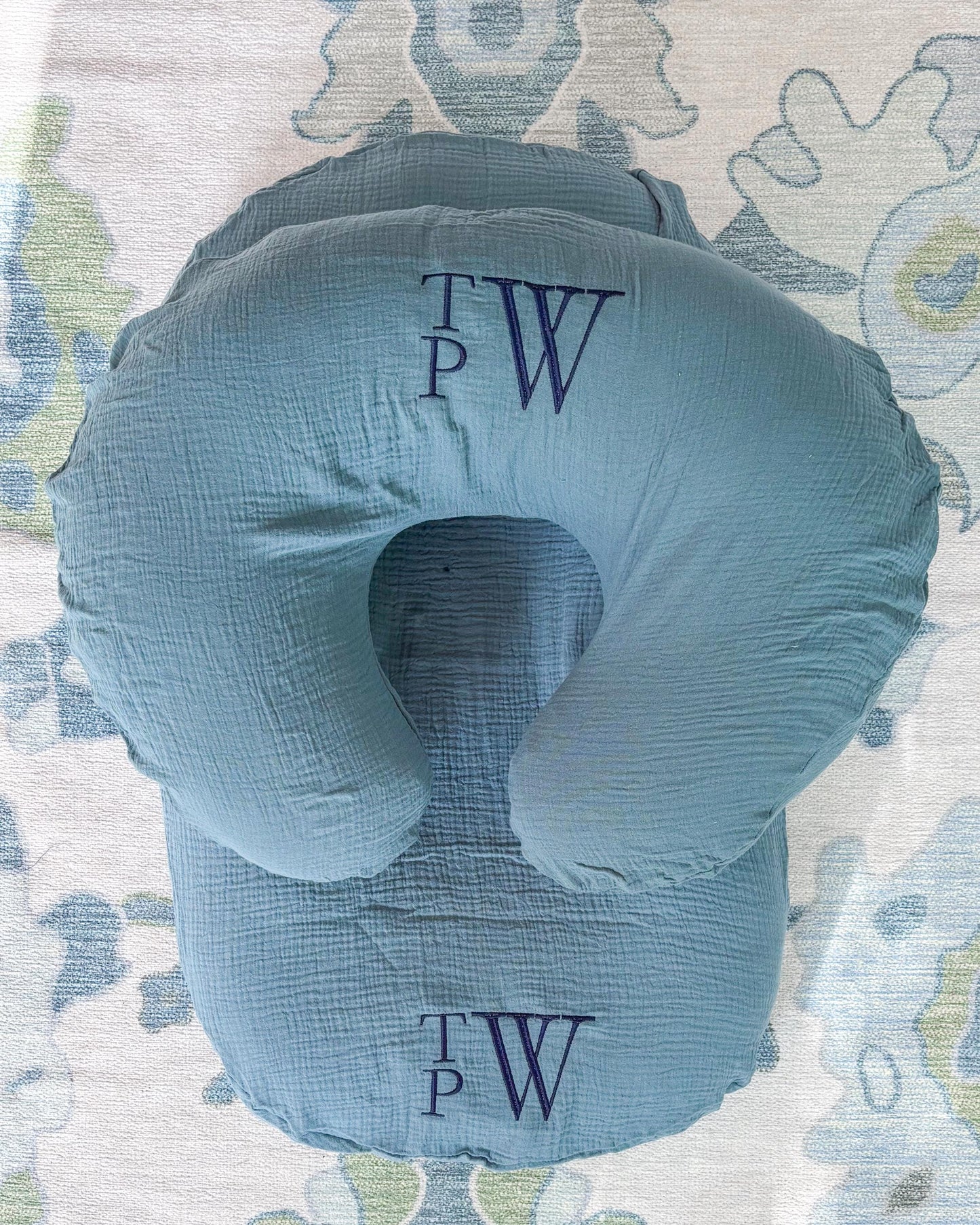 Custom Embroidered Nursing Pillow Cover for Baby Girl or Boy | Baby Shower Gift | Monogram Personalization