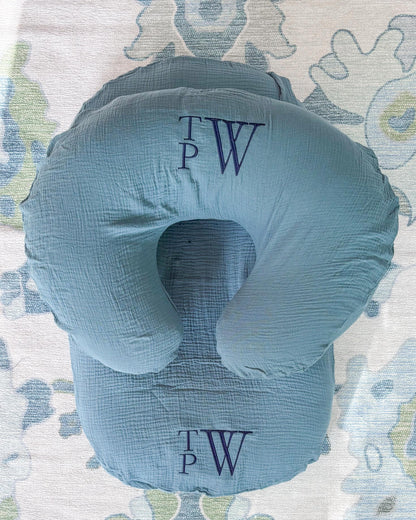 Custom Embroidered Nursing Pillow Cover for Baby Girl or Boy | Baby Shower Gift | Monogram Personalization