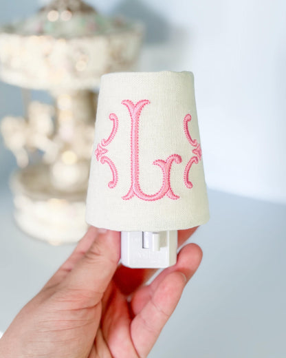 Embroidered Initial Monogram Night Light: Personalized Nursery, Kitchen, and Bathroom Decor