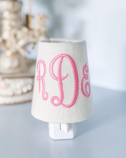 Custom Embroidered Monogram Night Light: Preppy Nursery Decor, Kitchen, and Bathroom Decor