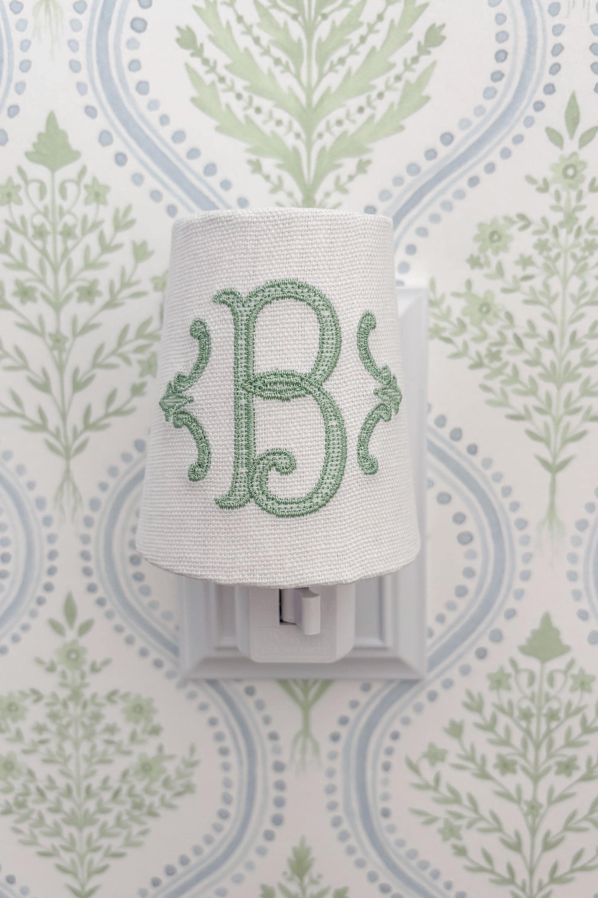 Custom Embroidered Initial Monogram Night Light: Personalized Nursery, Kitchen, and Bathroom Decor