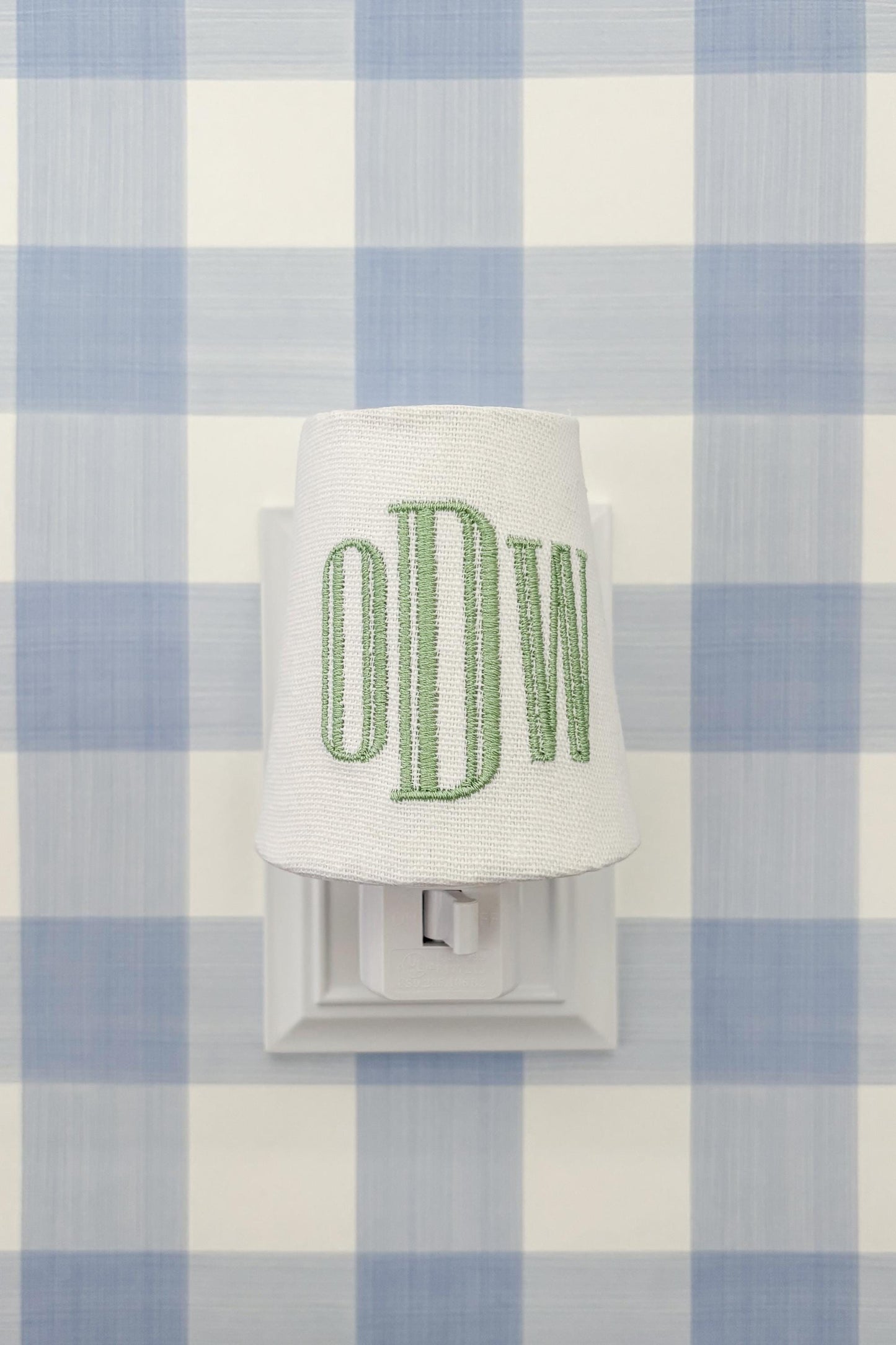 Custom Embroidered Blue Monogram Night Light: Preppy Nursery Decor, Little Boys Room