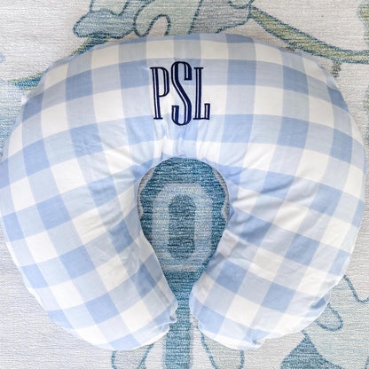 Custom Embroidered Monogram Breastfeeding Nursing Pillow Cover - Baby Boy Gift