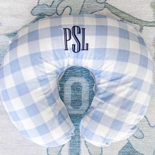 Custom Embroidered Monogram Breastfeeding Nursing Pillow Cover - Baby Boy Gift