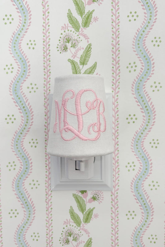Custom Embroidered Monogram Night Light: Nursery, Little Girl's Room Decor
