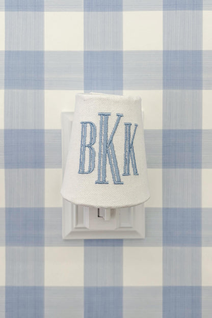 Custom Embroidered Blue Monogram Night Light: Preppy Nursery Decor, Little Boys Room