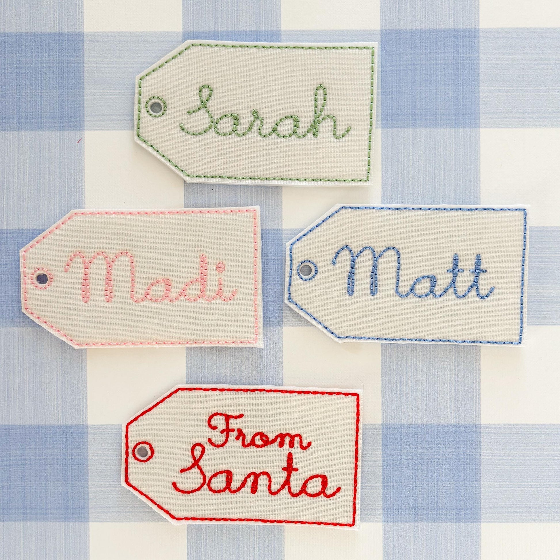 Custom Embroidered Christmas Gift Tags - Monogram or Name Personilization