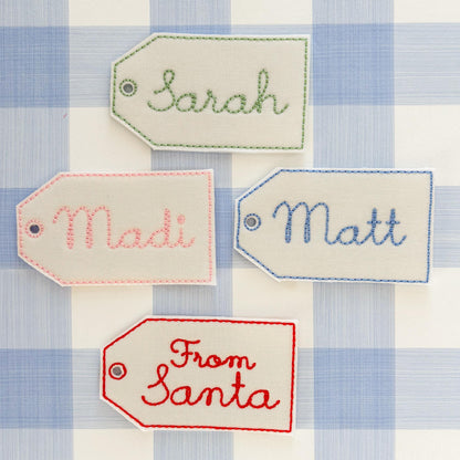 Custom Embroidered Christmas Gift Tags - Monogram or Name Personilization
