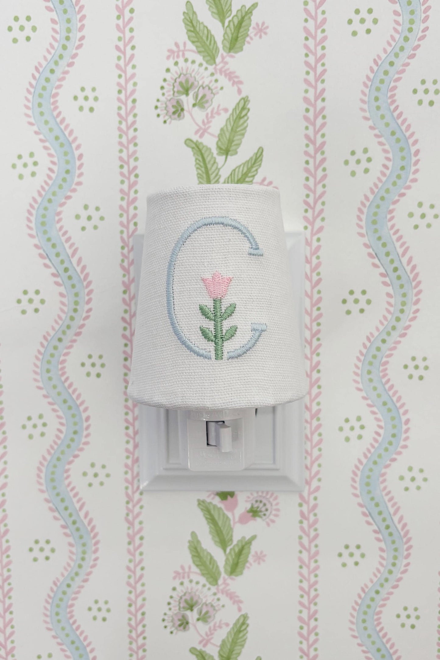 Custom Embroidered Monogram Night Light: Personalized Nursery Decor