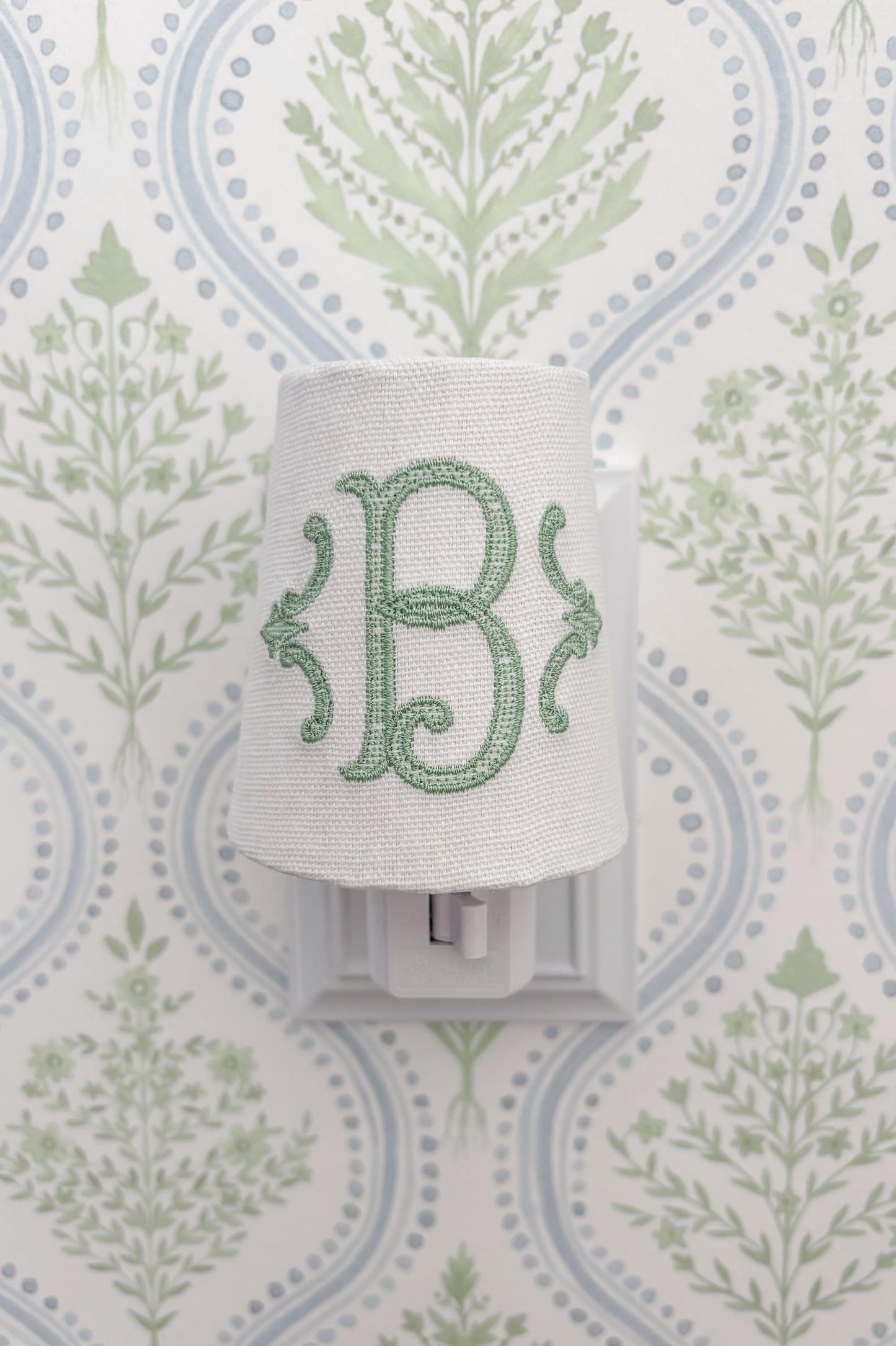 Custom Embroidered Monogram Night Light: Personalized Nursery Decor