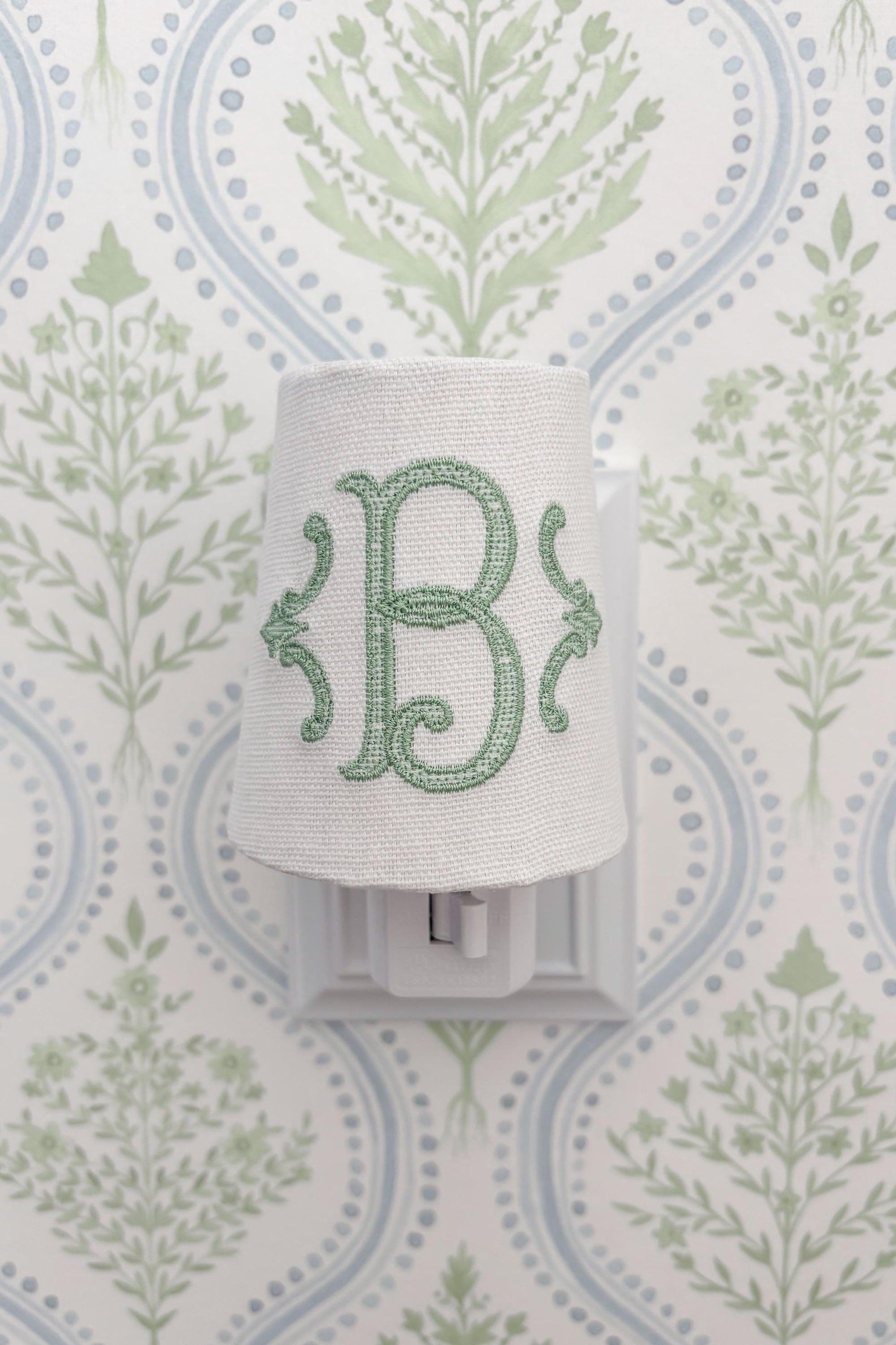 Custom Embroidered Monogram Night Light: Personalized Nursery Decor