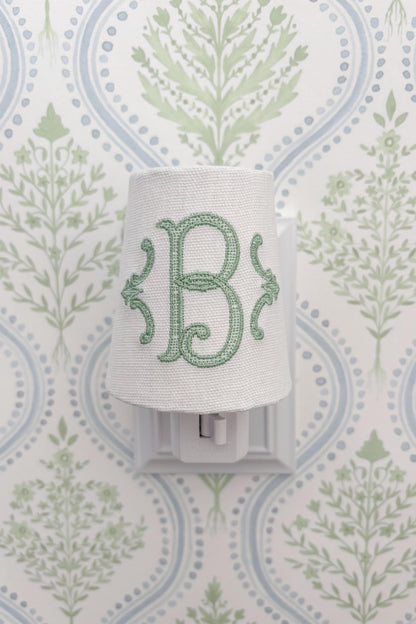 Custom Embroidered Monogram Night Light: Personalized Nursery Decor