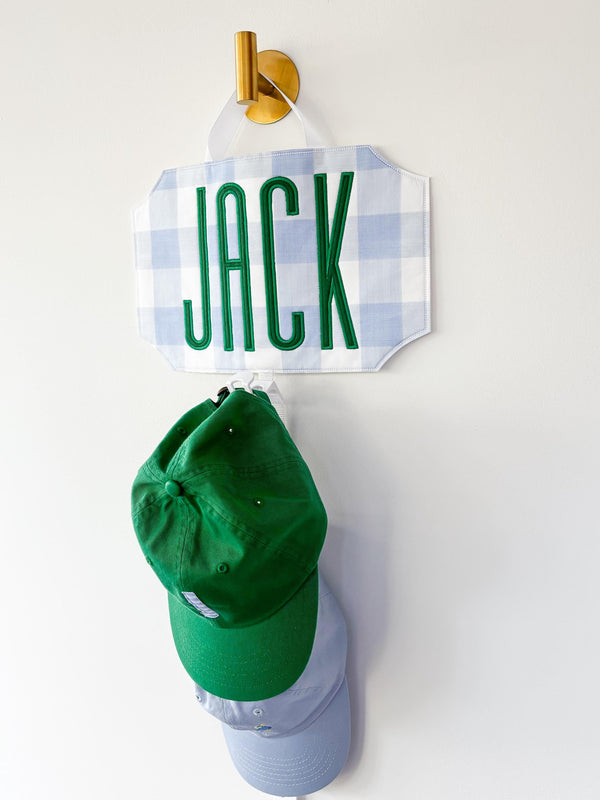 Little Boy Baseball Hat Hanger Organizer | Personalized with Name or Monogram | Custom Embroidered Cap Holder