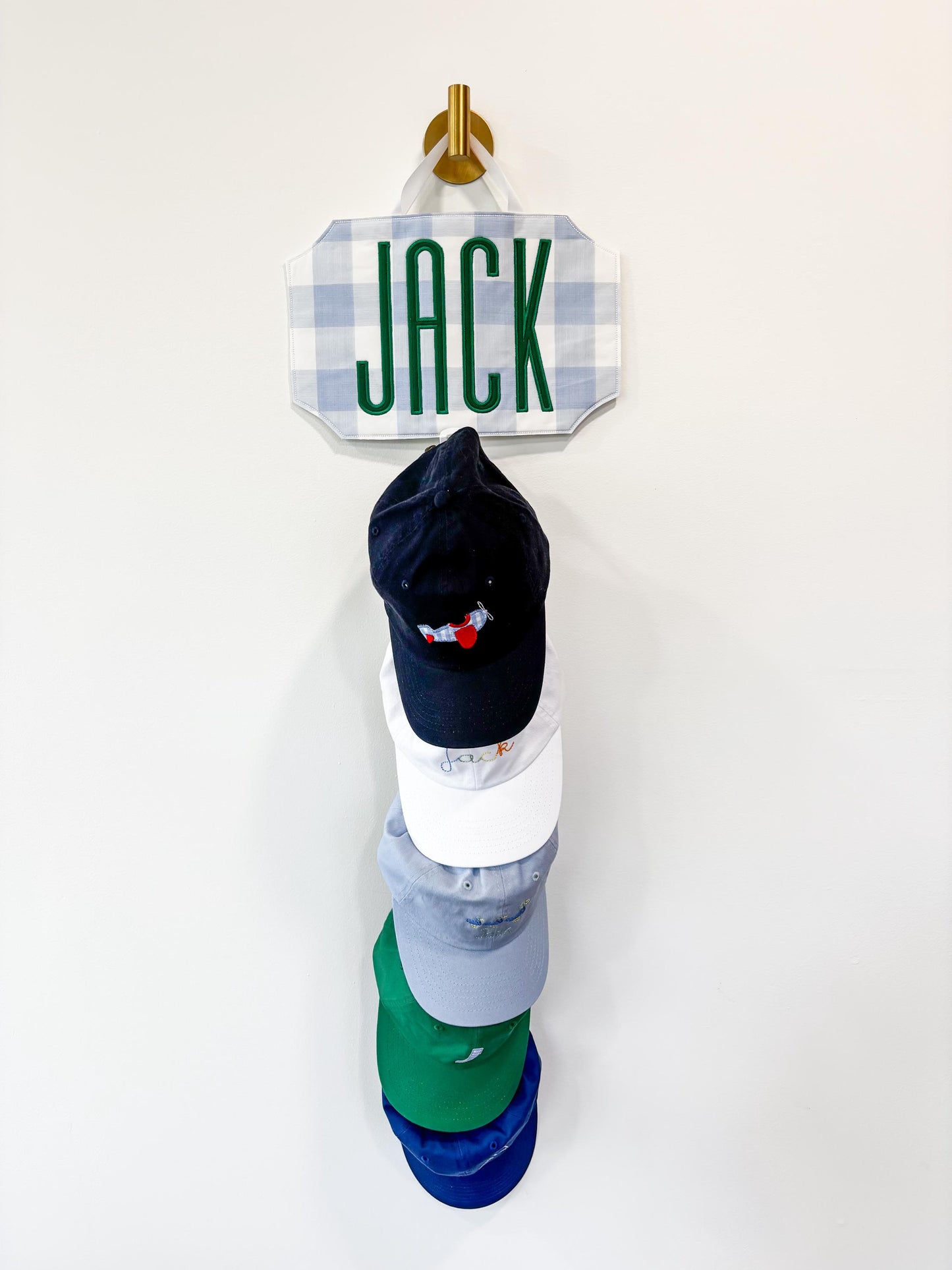 Little Boy Baseball Hat Hanger Organizer | Personalized with Name or Monogram | Custom Embroidered Cap Holder