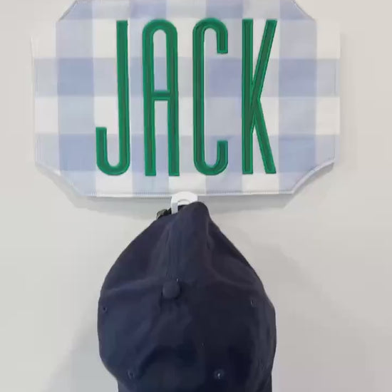 Little Boy Baseball Hat Hanger Organizer | Personalized with Name or Monogram | Custom Embroidered Cap Holder