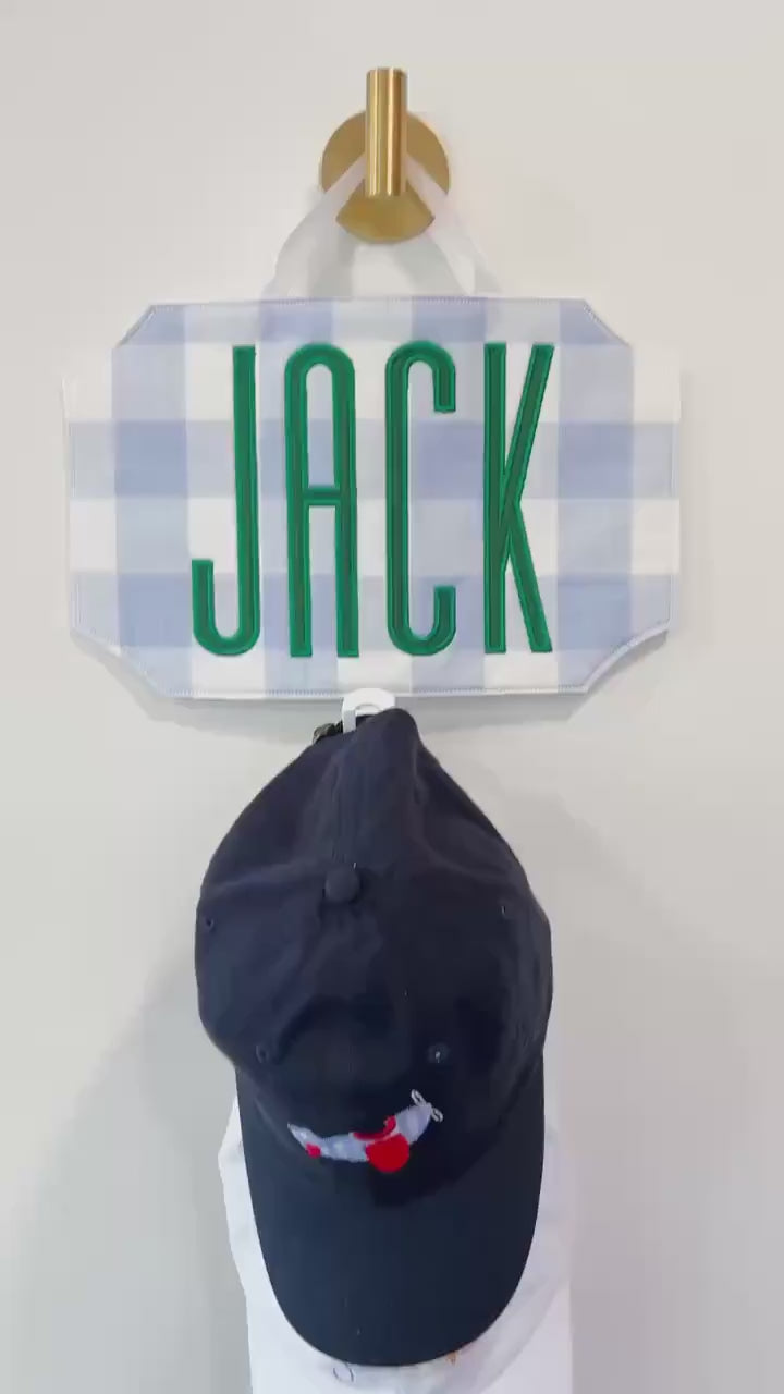 Little Boy Baseball Hat Hanger Organizer | Personalized with Name or Monogram | Custom Embroidered Cap Holder